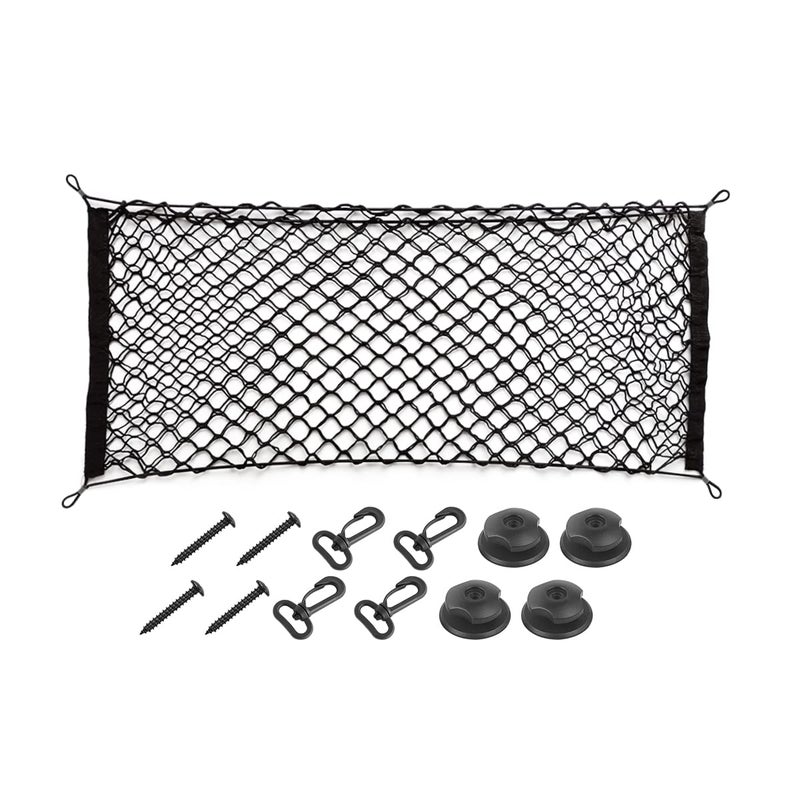 Hanemia Car Rear Cargo Net, Adjustable Elastic Storage Organizer Net, Trunk Cargo Storage Net, Universal Fit for Car, Vehicle, SUV (43.3"x 15.8") - Image 1