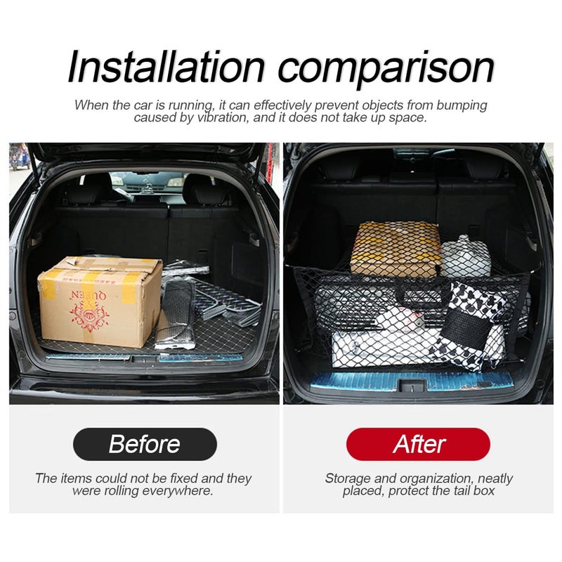 Hanemia Car Rear Cargo Net, Adjustable Elastic Storage Organizer Net, Trunk Cargo Storage Net, Universal Fit for Car, Vehicle, SUV (43.3"x 15.8") - Image 4