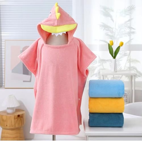 BLiSS HUES Premium Coral Fleece Hooded Baby Bath Towel/Poncho for kids 3-7 years – Ultra-Soft, Absorbent, and Cozy Cloak for Infants and Toddlers - pink - Image 5