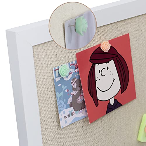 AKTOP 2-Pack Cork Board Bulletin Board 16x11 inch, Small Framed Corkboard with Linen for Wall, Hanging Pin Board Picture Board for Home Office Decor, Cute Vision Board with 25 Pushpins (Vintage White) - Image 5