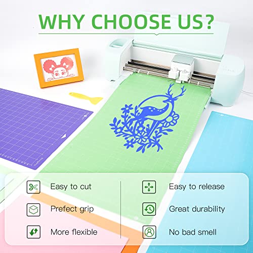HTVRONT Standard Grip Cutting Mat, 3 Pack Cutting Mat 12x24 Compatible with Cricut Maker 3/Maker 4/Maker/Explore 3/4/Air 2/One, Standard Adhesive Sticky Quilting Cutting Mats Replacement Accessories - Image 3