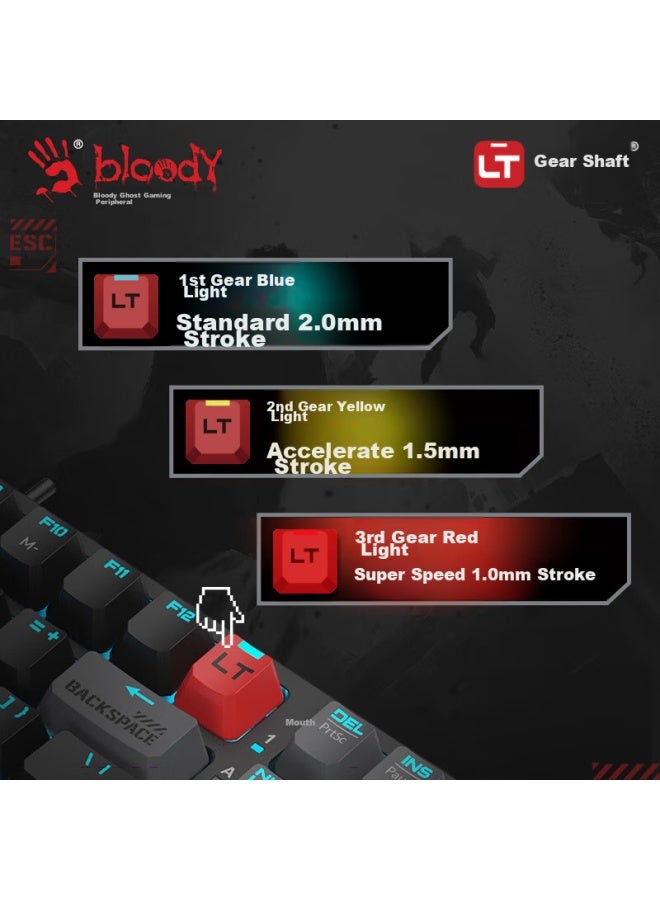 A4tech T98 Mechanical Keyboard Wired Gaming Keyboard Blood Hand Phantom 3 Player 3-speed Optical Switch Lt E-sports Mechanical Keyboard 98 Keys E-sports Red - Image 2
