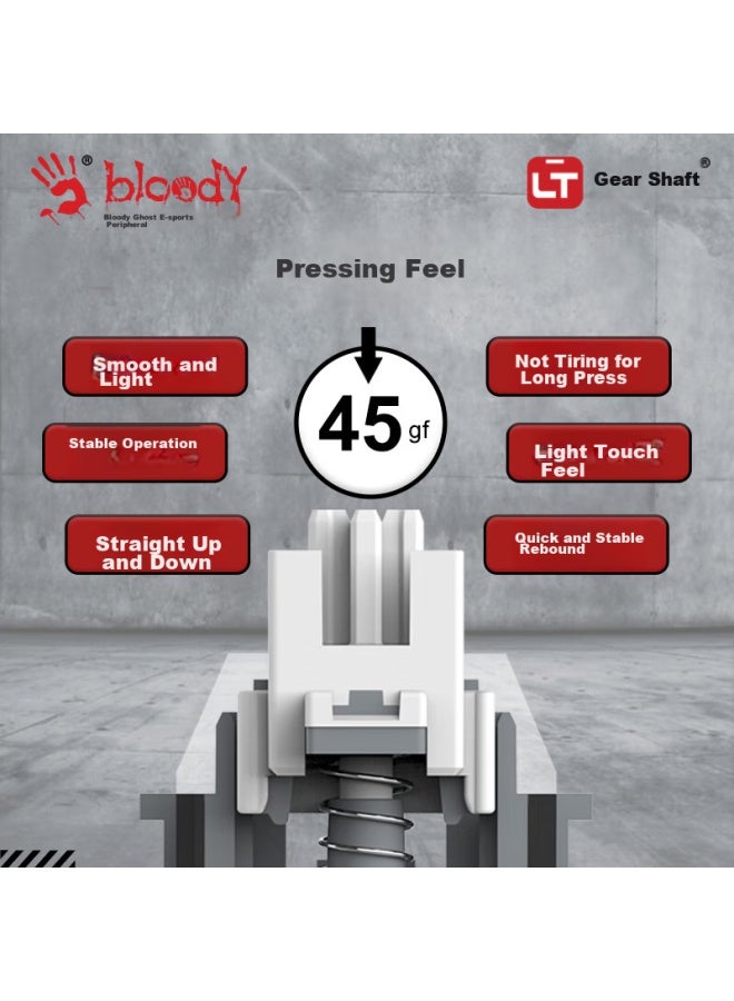 A4tech T98 Mechanical Keyboard Wired Gaming Keyboard Blood Hand Phantom 3 Player 3-speed Optical Switch Lt E-sports Mechanical Keyboard 98 Keys E-sports Red - Image 5