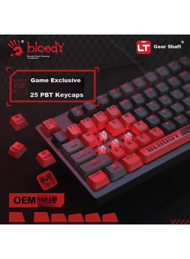 A4tech T98 Mechanical Keyboard Wired Gaming Keyboard Blood Hand Phantom 3 Player 3-speed Optical Switch Lt E-sports Mechanical Keyboard 98 Keys E-sports Red - Image 3