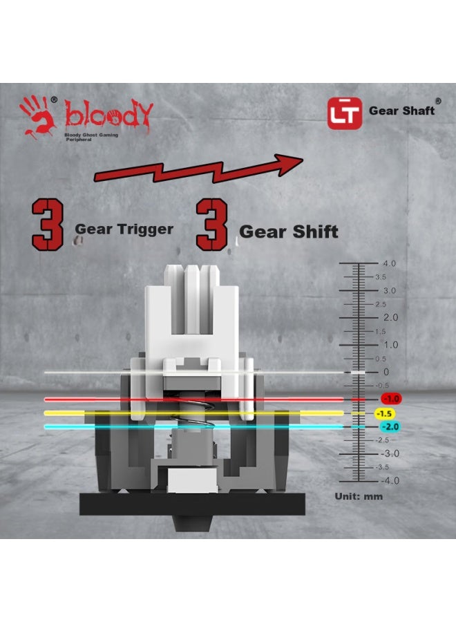 A4tech T98 Mechanical Keyboard Wired Gaming Keyboard Blood Hand Phantom 3 Player 3-speed Optical Switch Lt E-sports Mechanical Keyboard 98 Keys E-sports Red - Image 4