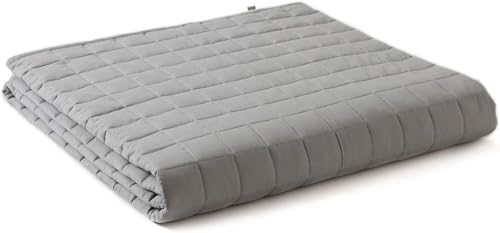 YnM YnM Exclusive Weighted Blanket Soothing Cotton Smallest Compartments with Glass Beads Bed Blanket for One Person of 160lbs Ideal for QueenKing Bed 60x80 Inches 17 Pounds Light Grey  - Image 1