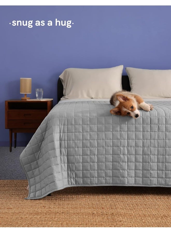 YnM YnM Exclusive Weighted Blanket Soothing Cotton Smallest Compartments with Glass Beads Bed Blanket for One Person of 160lbs Ideal for QueenKing Bed 60x80 Inches 17 Pounds Light Grey  - Image 5