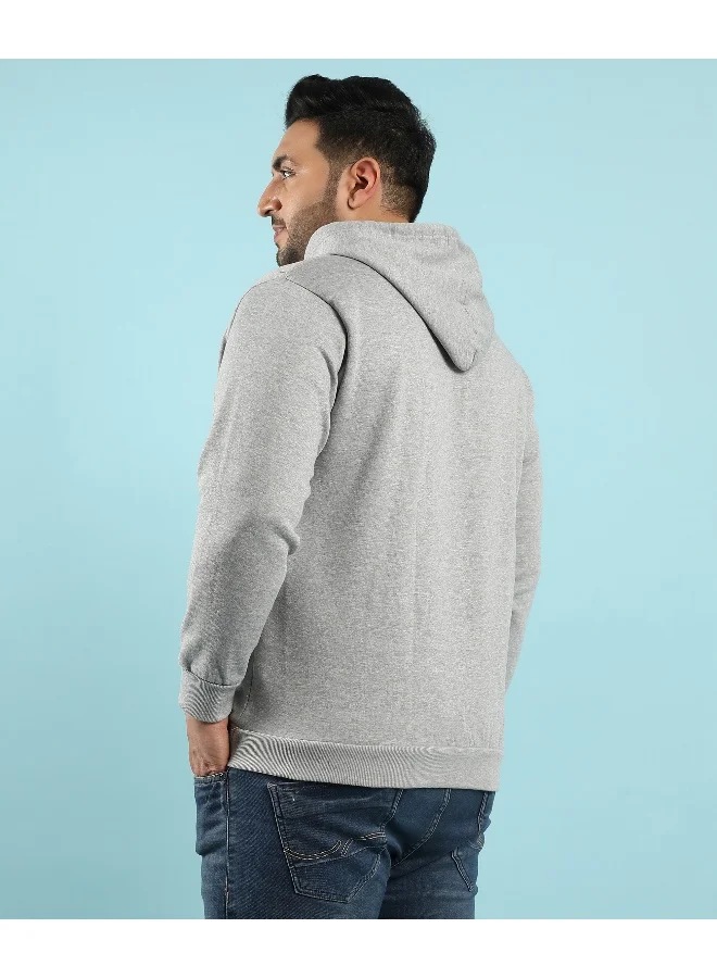 Instafab Plus Instafab Plus Men's Light Grey Pullover Hoodie With Contrast Drawstring