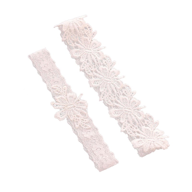1 Pair Bridal Lace Flower Pattern Floral Leg Band Ornaments Accessary Photo Props for Wedding Party - Image 1