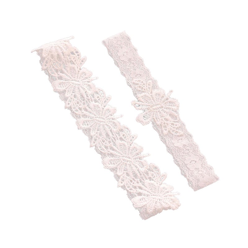1 Pair Bridal Lace Flower Pattern Floral Leg Band Ornaments Accessary Photo Props for Wedding Party - Image 3