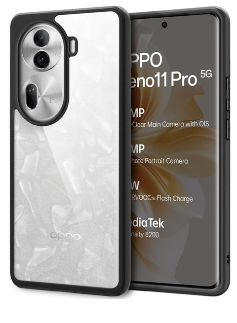 غطاء خلفي أنيق مقاوم للصدمات لهاتف ممن لهم Reno 11 Pro 5G حماية 360 درجة | حافظة ظهر صلبة شفافة لهاتف اوبو رينو 11 برو 5 جي (PC وTPU، مصد أسود)
