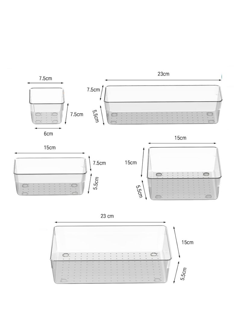منظم أدراج بلاستيكي شفاف، مكون من 13 قطعة: قابل للتكديس، مضاد للانزلاق، متعدد الوظائف - Image 4