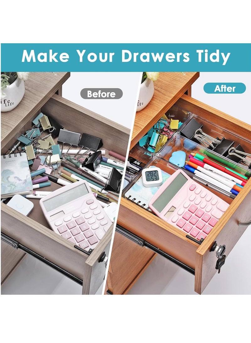 منظم أدراج بلاستيكي شفاف، مكون من 13 قطعة: قابل للتكديس، مضاد للانزلاق، متعدد الوظائف - Image 5