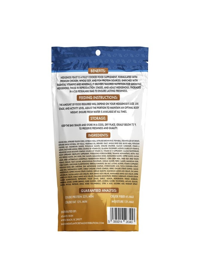 Atlantic Rush Hedgehog Feast Premium Food - 2lb Resealable Bag of Hedge Hog Delite- Small Critter Supplies Hedge Hog Food - Hedgehog Treats- Sourced & Made in The USA - Image 2