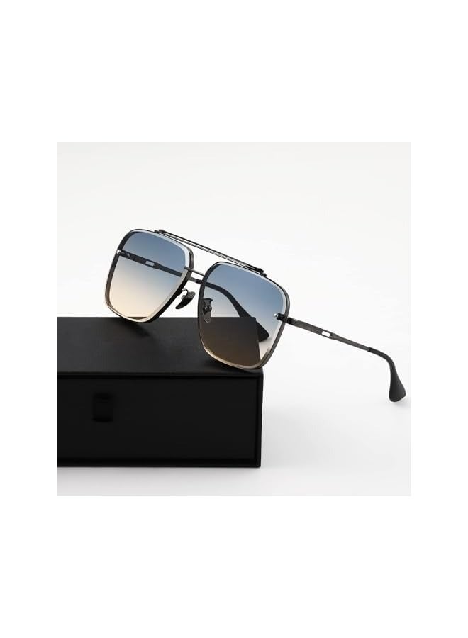 بروماس نظارات شمسية مربعة الشكل متدرجة الحجم للرجال والنساء، نظارات شمسية معدنية عتيقة، تأتي مع حافظة نظارات، طراز الطيار 63 مم - Image 4