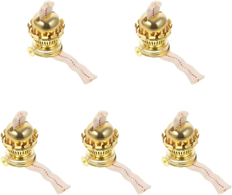 Garneck 5 Sets Oil Lamp Burner,Replacement Oil and Kerosene Lamp Burner with Reduction Collar and Cotton Lamp Wick,Metal Plated Burner with Reduction Collar and Cotton Lamp Wick - Image 1
