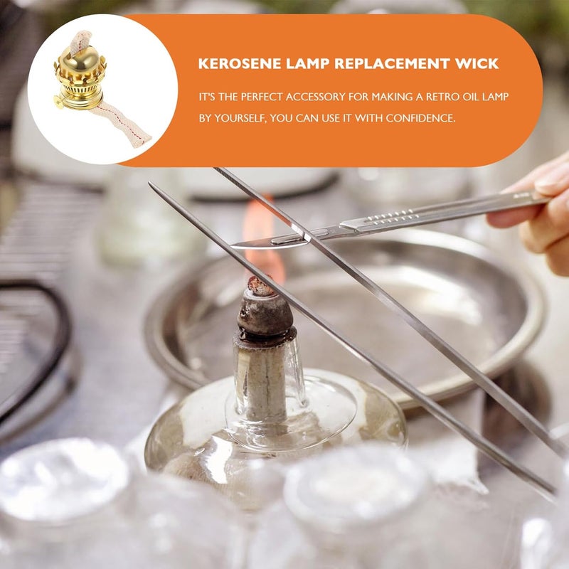 Garneck 5 Sets Oil Lamp Burner,Replacement Oil and Kerosene Lamp Burner with Reduction Collar and Cotton Lamp Wick,Metal Plated Burner with Reduction Collar and Cotton Lamp Wick - Image 5