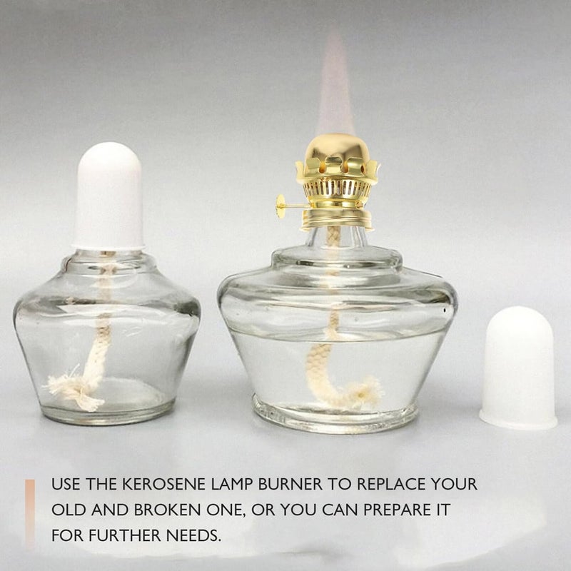 Garneck 5 Sets Oil Lamp Burner,Replacement Oil and Kerosene Lamp Burner with Reduction Collar and Cotton Lamp Wick,Metal Plated Burner with Reduction Collar and Cotton Lamp Wick - Image 2