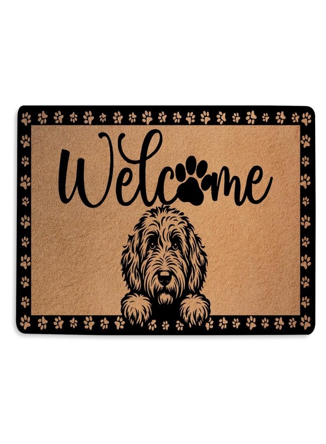 XFN Golden Doodle Door Mat 18x30 Inch, Faux Coco Coir Doormat with Non-Slip PVC Backing, Cute Dog Durable Welcome Mat for Outdoor Indoor Entryway Porch Home Decor, Dog Lovers Gifts for Women - Image 1