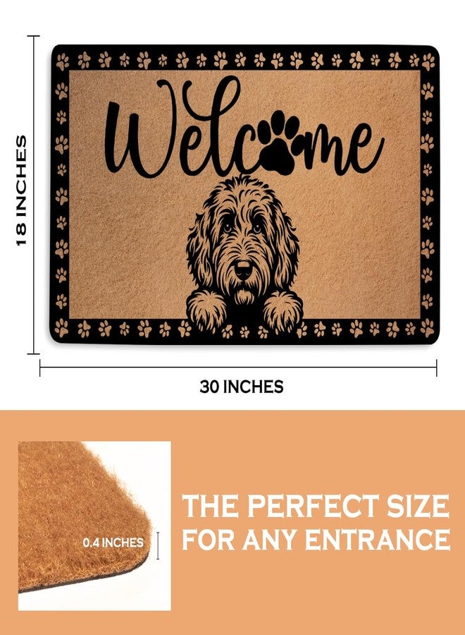 XFN Golden Doodle Door Mat 18x30 Inch, Faux Coco Coir Doormat with Non-Slip PVC Backing, Cute Dog Durable Welcome Mat for Outdoor Indoor Entryway Porch Home Decor, Dog Lovers Gifts for Women - Image 2