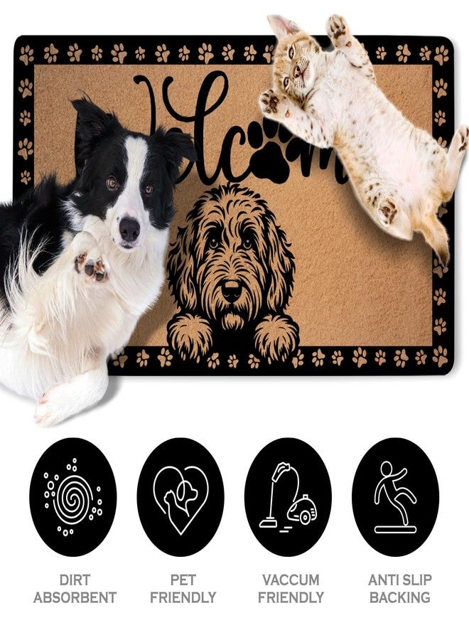 XFN Golden Doodle Door Mat 18x30 Inch, Faux Coco Coir Doormat with Non-Slip PVC Backing, Cute Dog Durable Welcome Mat for Outdoor Indoor Entryway Porch Home Decor, Dog Lovers Gifts for Women - Image 3