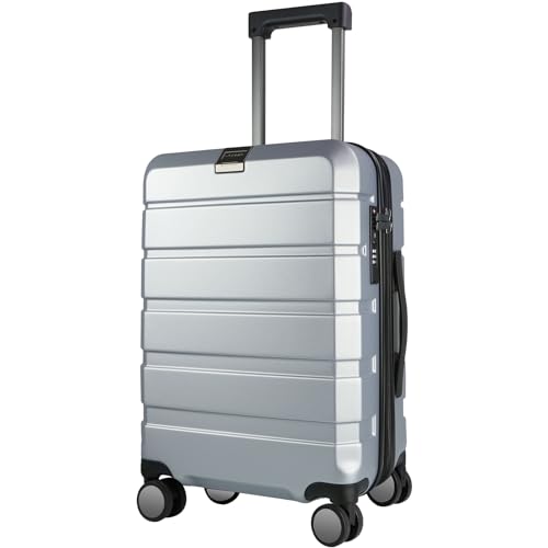 KROSER Hardside Expandable Carry On Luggage with Spinner Wheels & Built-in TSA Lock, Durable Suitcase Rolling Luggage with USB Port, Carry-On 20-Inch, Silver Grey - Image 1
