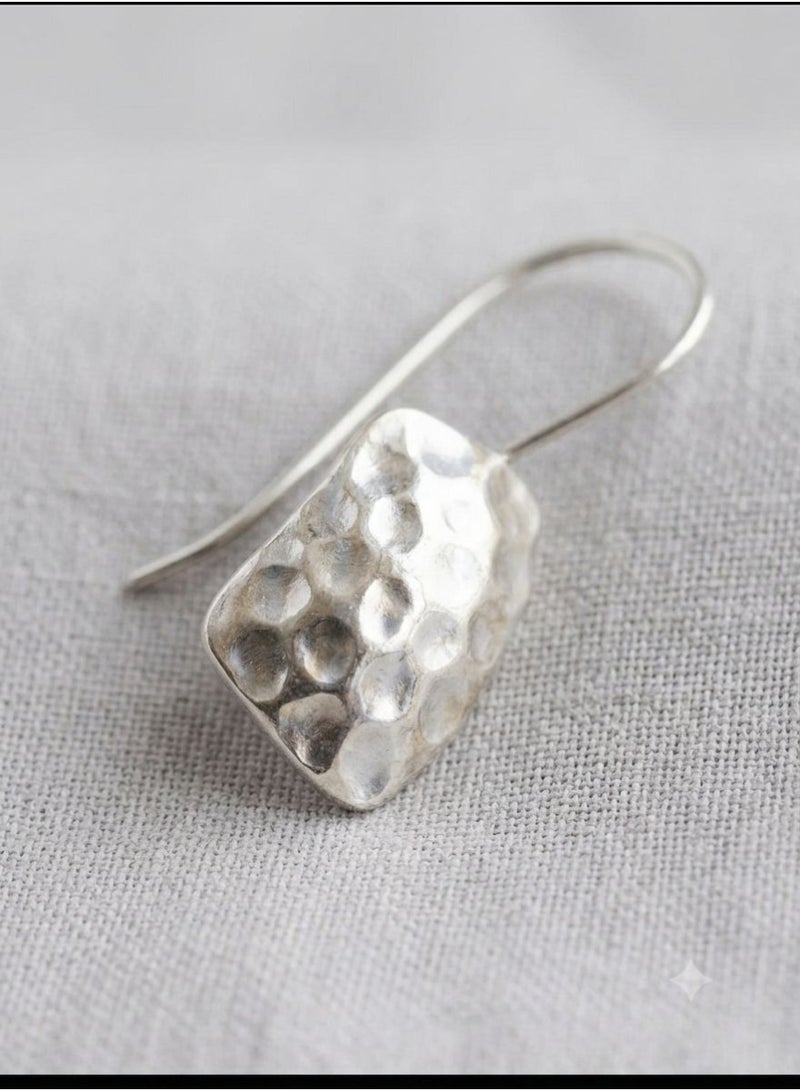 The Intermix Gems Hammered Rectangular Drop Earrings in 925 Sterling Silver - Image 1