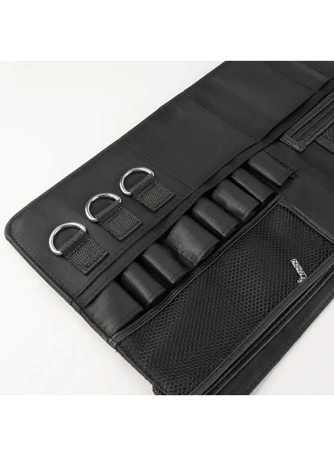 Spacious Makeup Waist Bag Large Capacity Brush Case Black Polyester Cosmetic Organizer Multiple Compartments Adjustable Strap Zipper Closure Unisex Travel Work Daily Use Artist Pouch 1 Waist Bag - Image 2