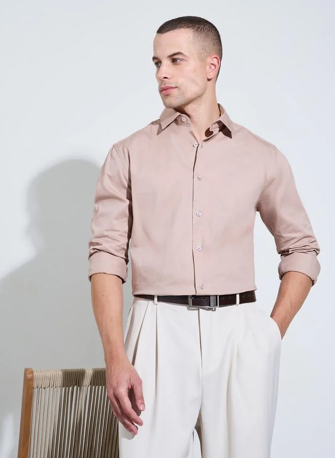 ستايلي Men Beige Solid Regular Fit Shirt