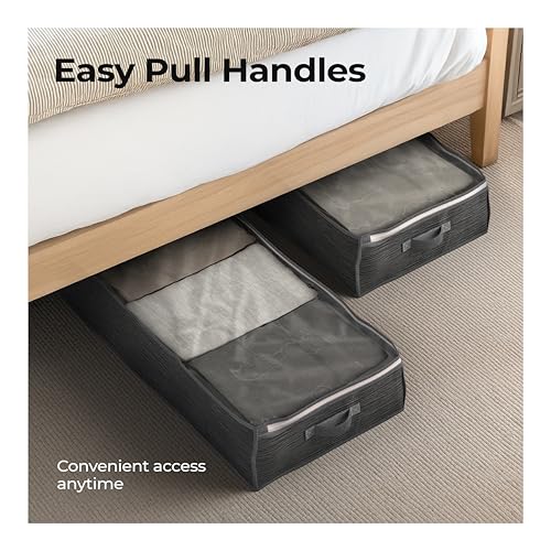 Lifelong Blankets Storage Bag for Home | Underbed Organizer | Blanket Cover King Size | Non-Woven Fabric & Transparent Window | Small Storage Bag for Clothes| Handle for Easy Carrying (LLUBS01, Grey) - Image 3