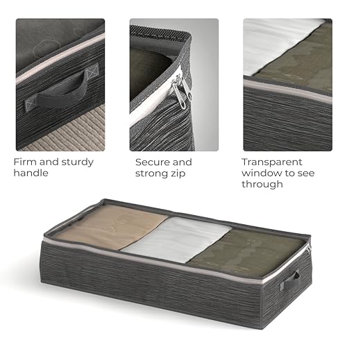 Lifelong Blankets Storage Bag for Home | Underbed Organizer | Blanket Cover King Size | Non-Woven Fabric & Transparent Window | Small Storage Bag for Clothes| Handle for Easy Carrying (LLUBS01, Grey) - Image 4
