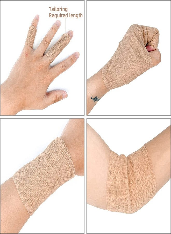 الشريط ضمادة لاصقة ذاتية اللصق قابلة للتهوية من A-Tape - رياضية غير منسوجة للاستخدام الرياضي والطبي والإصابات ودعم الركبة والمعصم - مناسبة للبشر والحيوانات الأليفة (بيج، 10 سم، عبوة من قطعتين) - Image 4