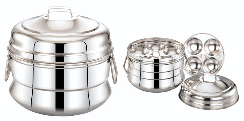 Diamond Diamond Stainless Steel Idli Pannai with 2 Idli Plates for Making 9 Idlies - Image 1