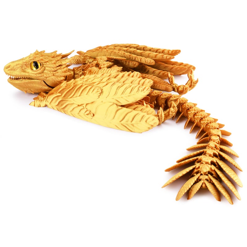 Guwewu Feathered Wyvern Dragon 3D Printed Dragon Articulated Dragon Fidget Dragon 3D Printed Toys Desktop Pet Golden Dawn - Image 3