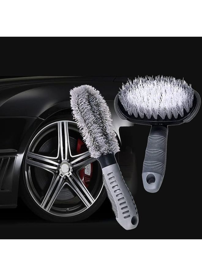 2 Pieces Steel and Alloy Wheel Cleaning Brush, Rim Cleaner, Tire Auto Truck Motorcycle Bike Wheel Brush Washing Hub Cleaning Tool for Your Car - Image 1