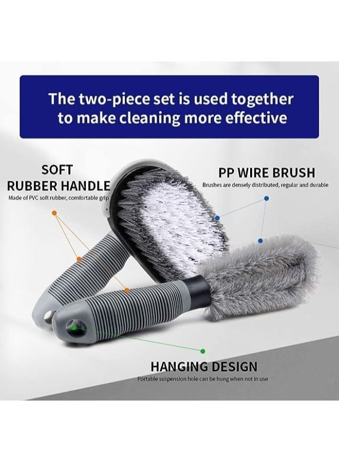 2 Pieces Steel and Alloy Wheel Cleaning Brush, Rim Cleaner, Tire Auto Truck Motorcycle Bike Wheel Brush Washing Hub Cleaning Tool for Your Car - Image 3