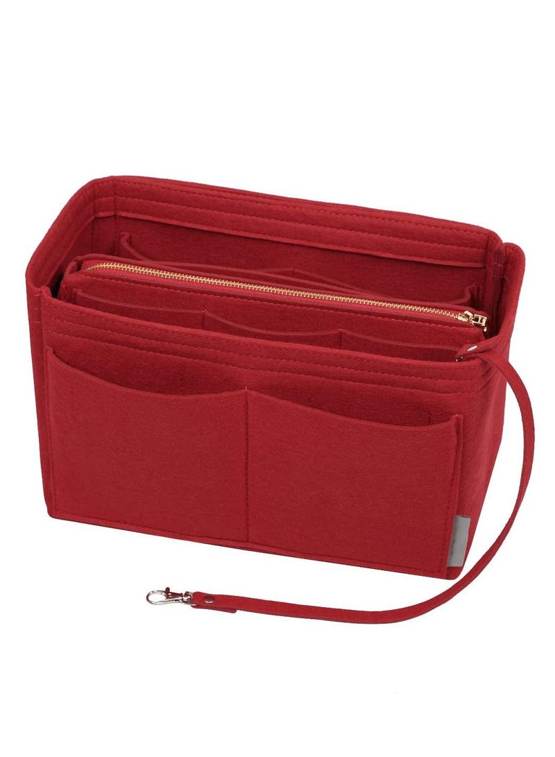 SYOSI Purse Organizer Insert for Handbags Felt Bag Tote Shaper With Zippers Thicken and Portable Handbag in Speedy Neverfull Red  - Image 1