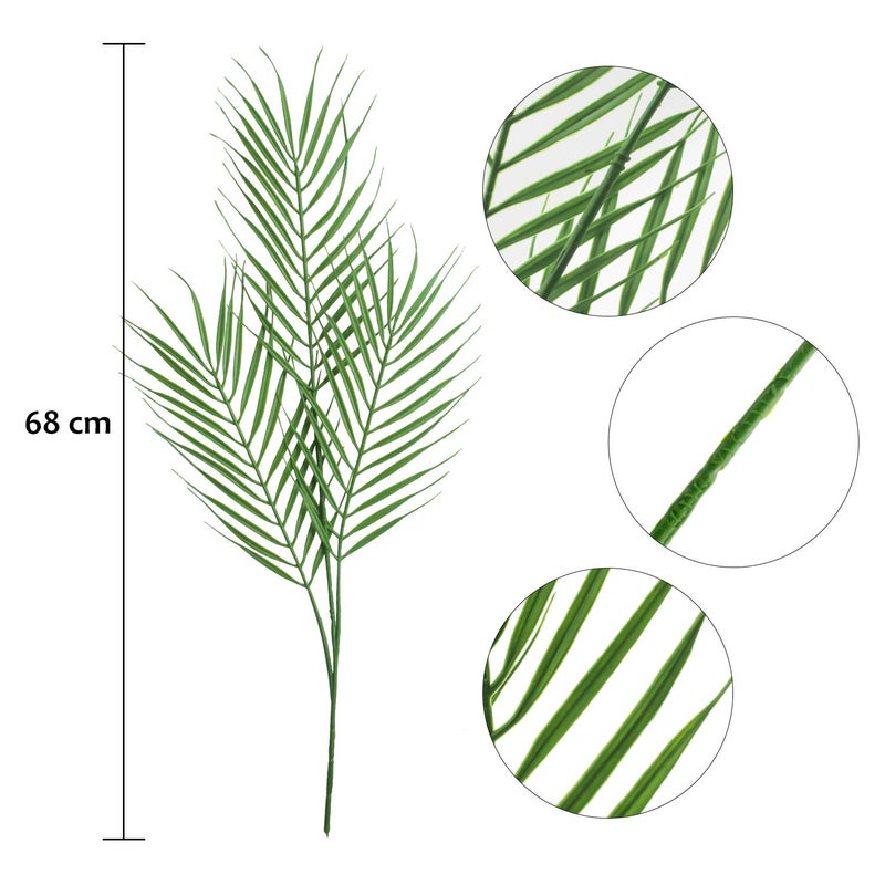 N2 18 فرع 27 بوصة صناعي [نخيل] [أوراق] 6 قطع كبيرة من النباتات الاصطناعية / المزيفة الخضراء [نخيل] لأغراض ترتيب الزفاف [نخيل] وزينة حفلات الغابة - Image 2