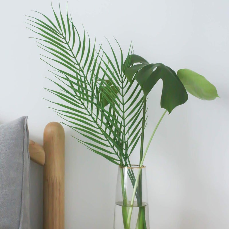 N2 18 فرع 27 بوصة صناعي [نخيل] [أوراق] 6 قطع كبيرة من النباتات الاصطناعية / المزيفة الخضراء [نخيل] لأغراض ترتيب الزفاف [نخيل] وزينة حفلات الغابة - Image 4