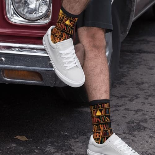 YISHOW Vintage Bookshelf Book Socks Men's Women's Crew Socks Funny Crazy Novelty Socks Gift - Image 5