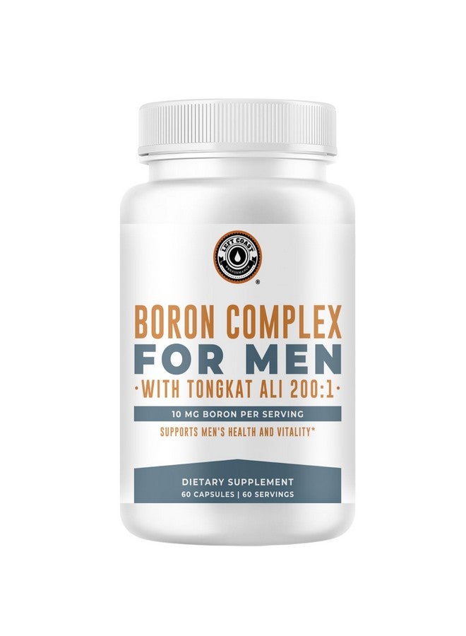 Left Coast Performance Boron Supplement For Men With Tongkat Ali - Boron 10mg, Vitamin D3, Zinc Picolinate 30mg, Longjack Tongkat Ali For Men - Boron Citrate For Men’s Health - Non GMO, Gluten Free, No Allergens - 60 ct - Image 1