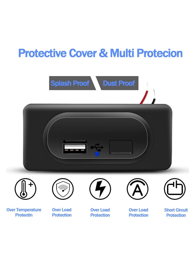 3.1A Dual USB Car Charger Socket, 12V-24V Fast Charger USB Outlet Waterproof Car Charger Socket Fast Charging Dual USB Car Socket Car Charger Adapter for RV, Boat, Motorcycle, Truck,Caravan - Image 2