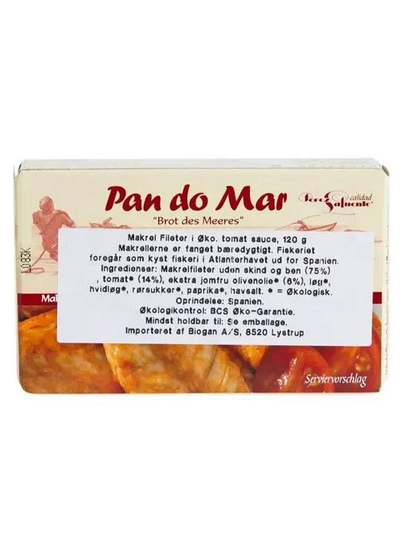 Pan do Mar Mackerel Fillets In Organic Tomato Sauce 120G - Image 2