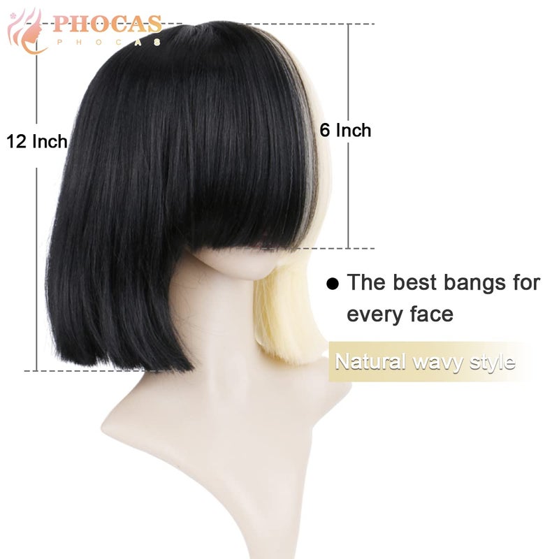 PHOCAS HairPhocas Half Blonde and Black 2 Tone Hair Short Straight Cosplay Wig for Women - Image 4