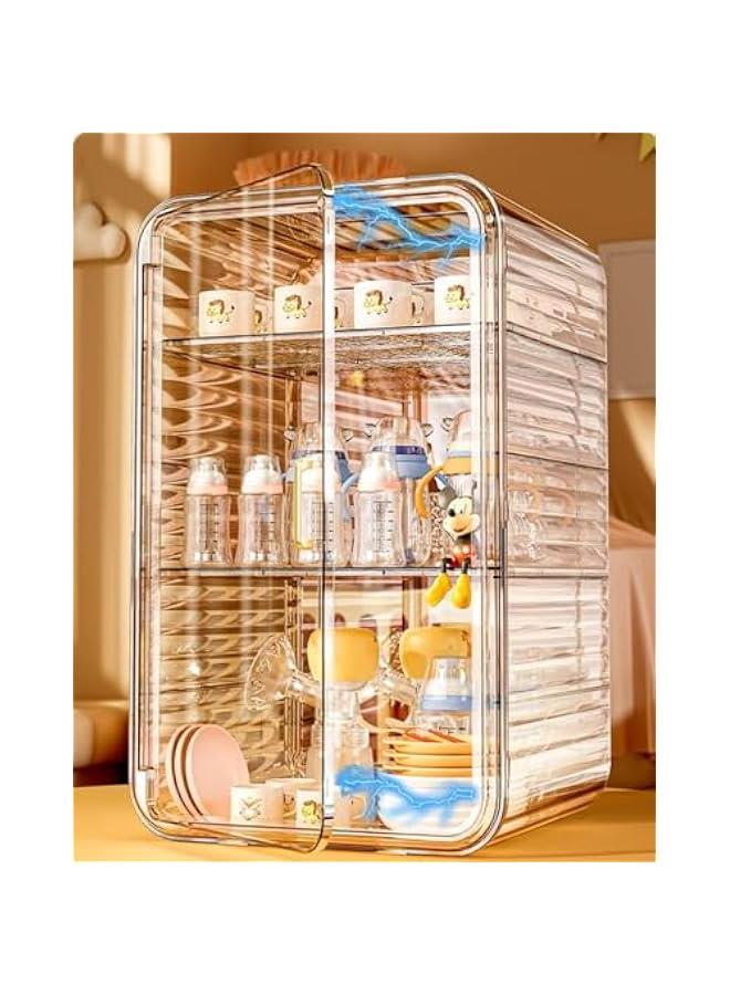 HOOKOR Makeup Storage Organizer,Large Capactiy Perfume Skincare Organizer with Divider,3 Layer Dustproof Cosmetic Display Cases with Magnetic Door for Vanity,Skincare,Bathroom Countertop (Clean) - Image 1