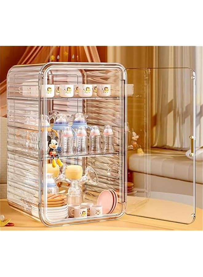 HOOKOR Makeup Storage Organizer,Large Capactiy Perfume Skincare Organizer with Divider,3 Layer Dustproof Cosmetic Display Cases with Magnetic Door for Vanity,Skincare,Bathroom Countertop (Clean) - Image 2