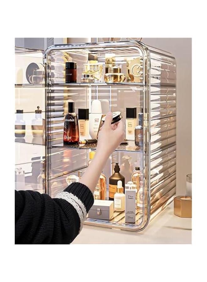 HOOKOR Makeup Storage Organizer,Large Capactiy Perfume Skincare Organizer with Divider,3 Layer Dustproof Cosmetic Display Cases with Magnetic Door for Vanity,Skincare,Bathroom Countertop (Clean) - Image 3