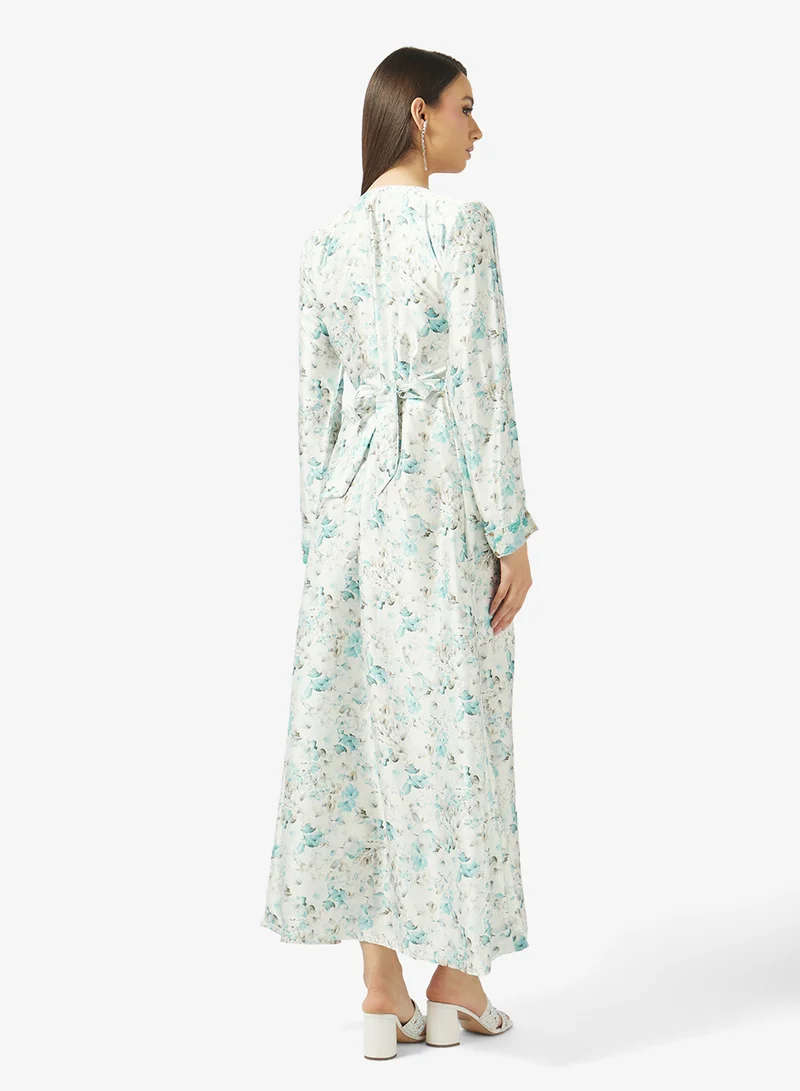 ARABIAN CLOSET Embellished Belted Jalabiya