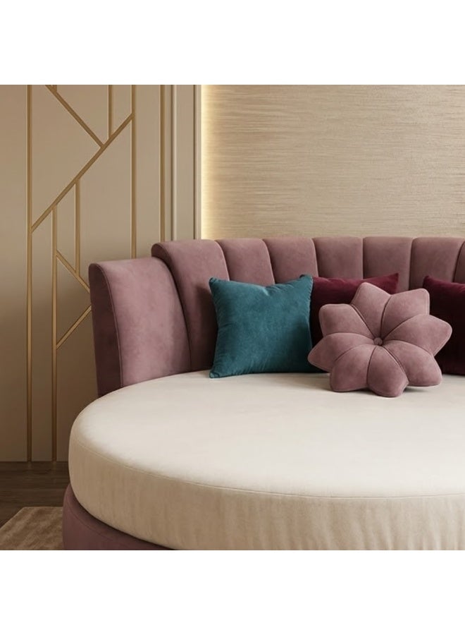 KUSTOMDECO Luxury Round Bed with Upholstered Headboard | Customizable Designer Fabric Bed | Modern Double Size Bed for Master Bedroom – Premium Quality - Image 2