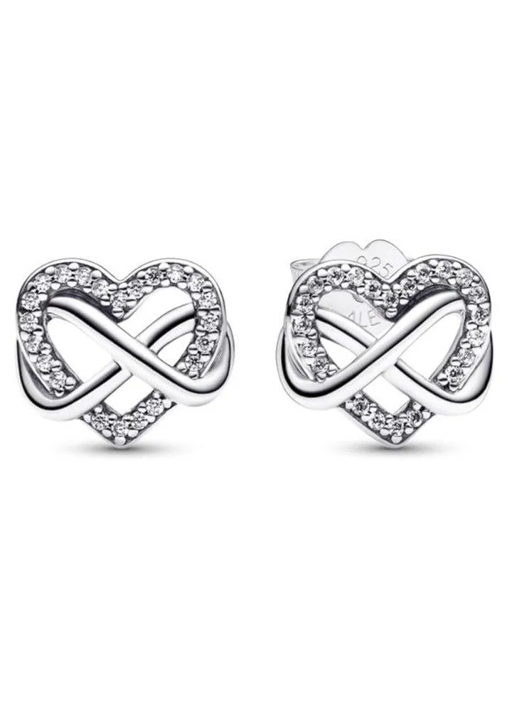 Infinity Heart Sterling Silver Stud Earrings
